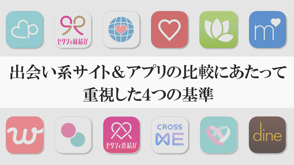 出会い系サイト＆アプリの比較にあたって重視した４つの基準