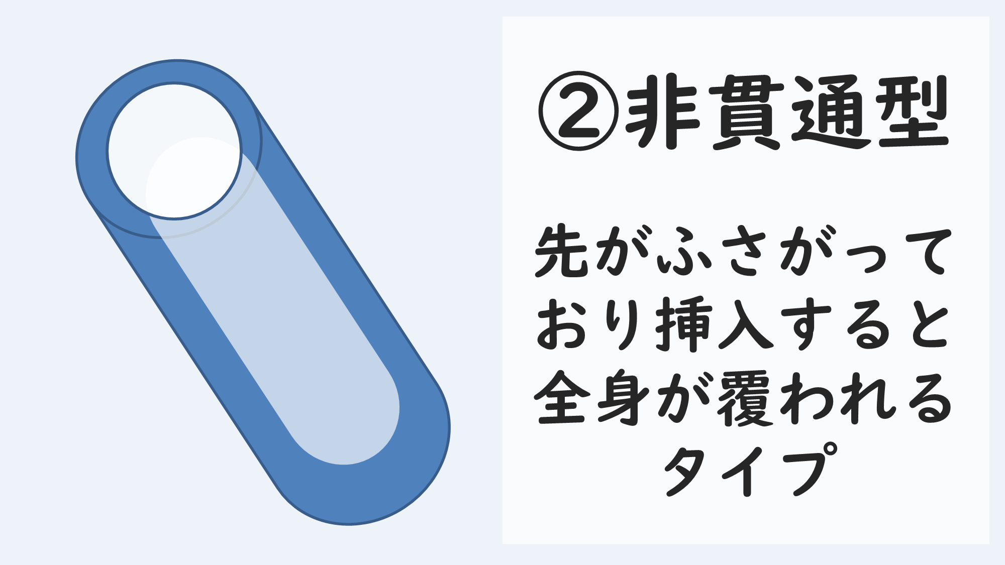 ②非貫通型・先がふさがっており挿入すると全身が覆われるタイプ